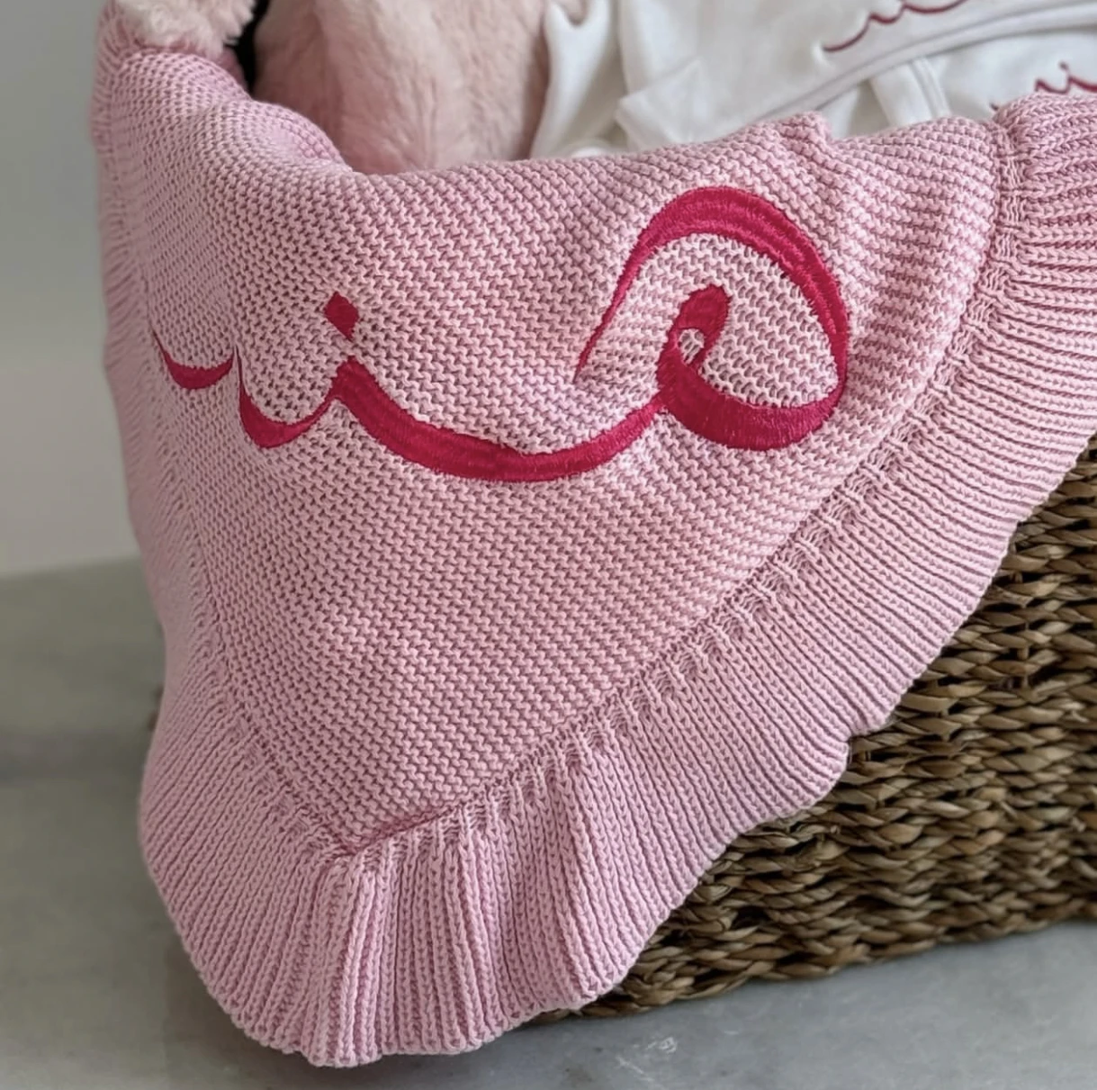 Coperta per bambini lavorata a maglia personalizzata per ragazze e ragazzi appena nati, nome ricamato personalizzato, logo, regali di compleanno per bambini, coperta araba