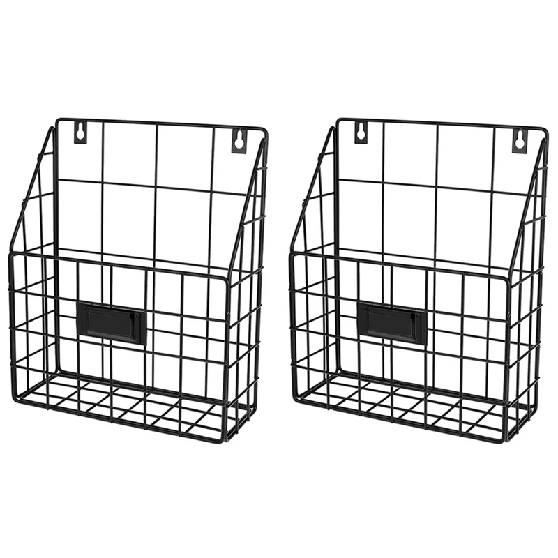 Wire Mail Basket - Wall Mounted Hanging Folder/Document Organizer - Economic & Easy To Install Tray (2 Slot)