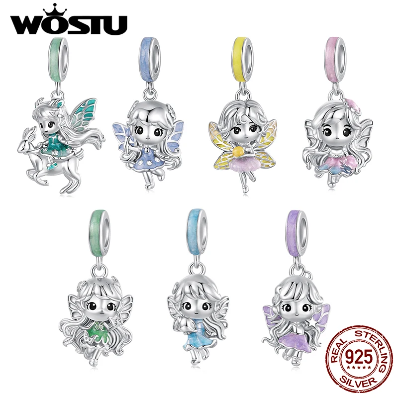 

WOSTU 925 Sterling Silver Frost Elf Pendant Guardian Elf of Light Charm Original Fit for Women Bracelet DIY Fine Jewelry Gift