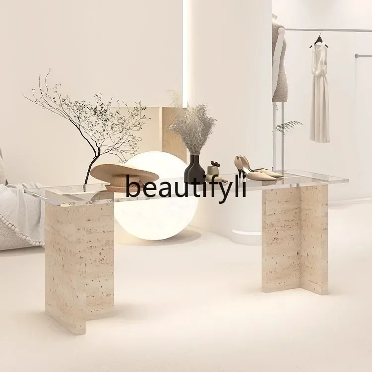

J185 Clothing store Nakajima table Travertine glass water table women's clothing store shoe bag jewelry ornament display table