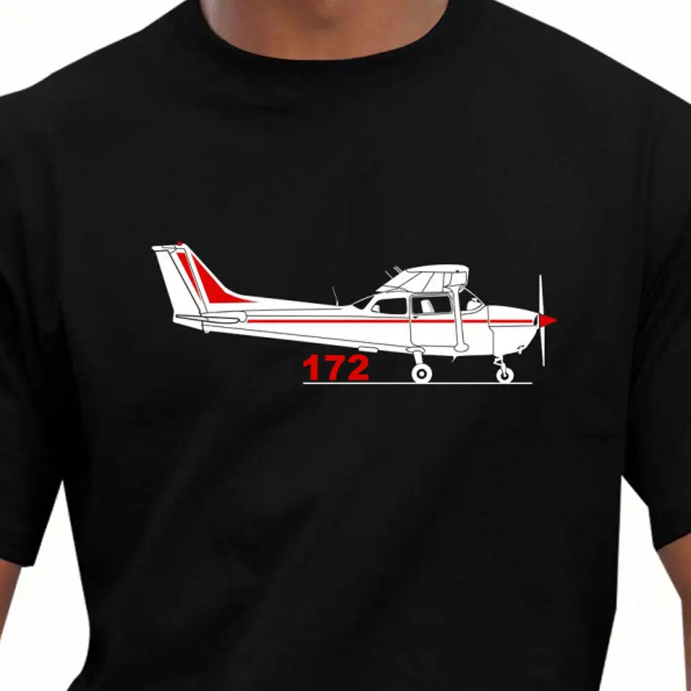 Fashion Summer Casual T-Shirt Hipster Fractal Pattern Tees Aeroclassic Ppl Pilot Cessna 172 Aircraft Inspired Graphic T