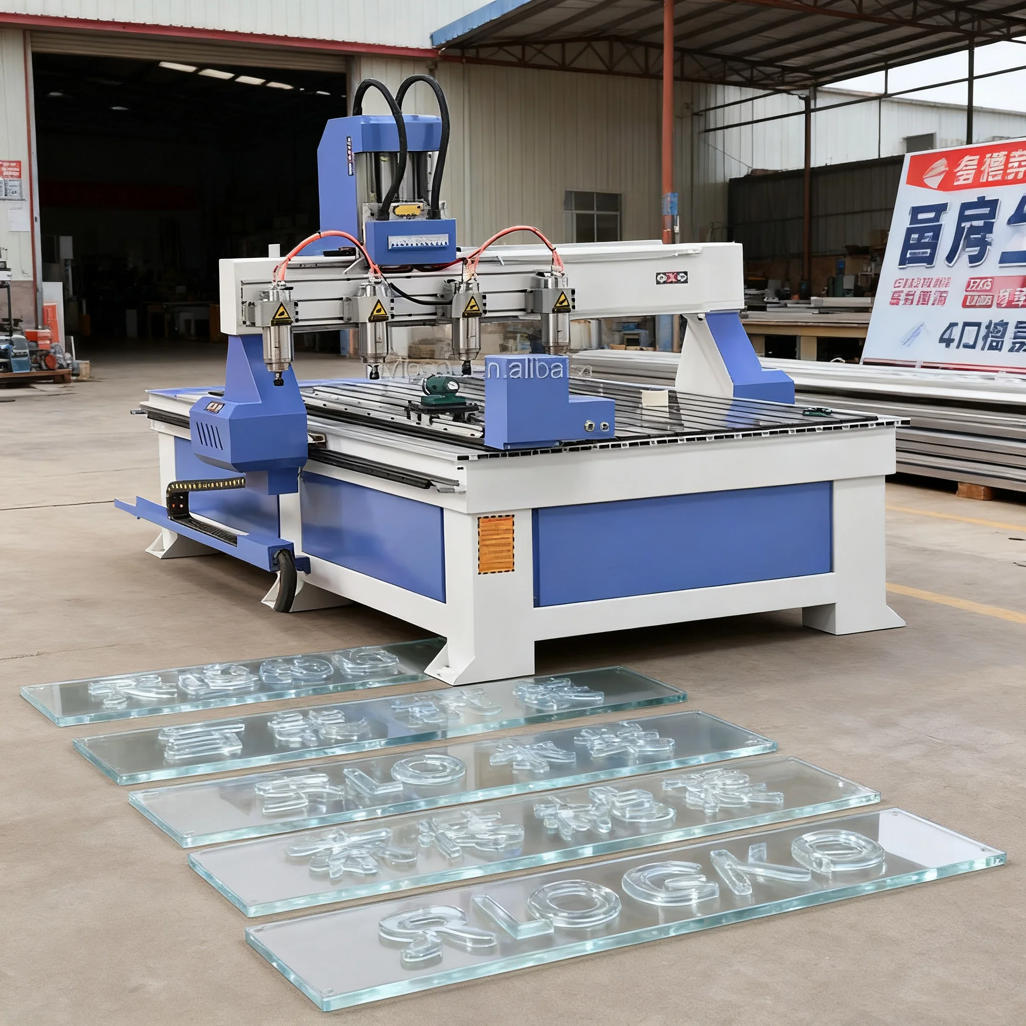 1325 multi-head numerical control woodworking machine with 4-axis rotating 3D engraving (for wood/metal)