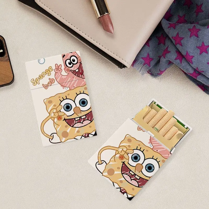Cute SpongeBob Cigarette Case Cartoon Plastic Cigarette Holder Box for 20 Thick Cigarettes Portable Cigarette Storage Container - view 2