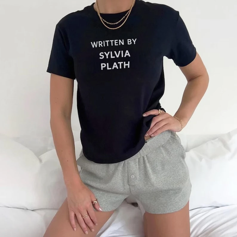 Written by Sylvia Plath 90s Inspired Aesthetic 2000s Women's T-shirt 90s Clothes Vintage Clothing Woman T-shirts Goth Emo Tops