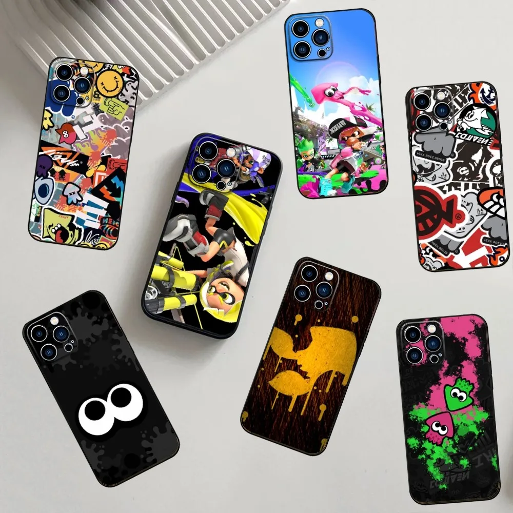 Game S-Splatoon Phone Case For iPhone 16,15,14,13,12,11,Pro,X,XS,Max,XR,Plus,Mini Soft Silicone Black Shockproof TPU