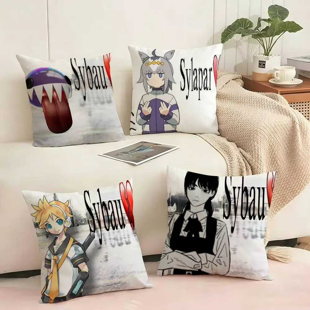 Funny  Cartoon Sybau Custom  Pillow Case Square Double-Sided Sofa Cushion Cover Bedroom Bedside Pillow Gift