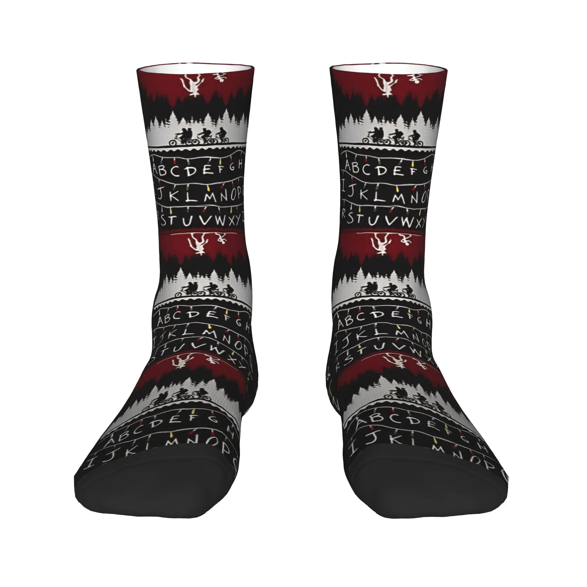 Christmas Things lights Socks  Design Stockings Anti Bacterial Unisex Men Socks Soft Breathable Winter Elegant Outdoor Socks