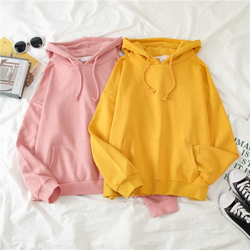 Hooded Hoodies Women Ins Candy Colors Trendy All-match Baggy Young Casual Preppy Style Daily Simple Korean Fashion Spring Mujer