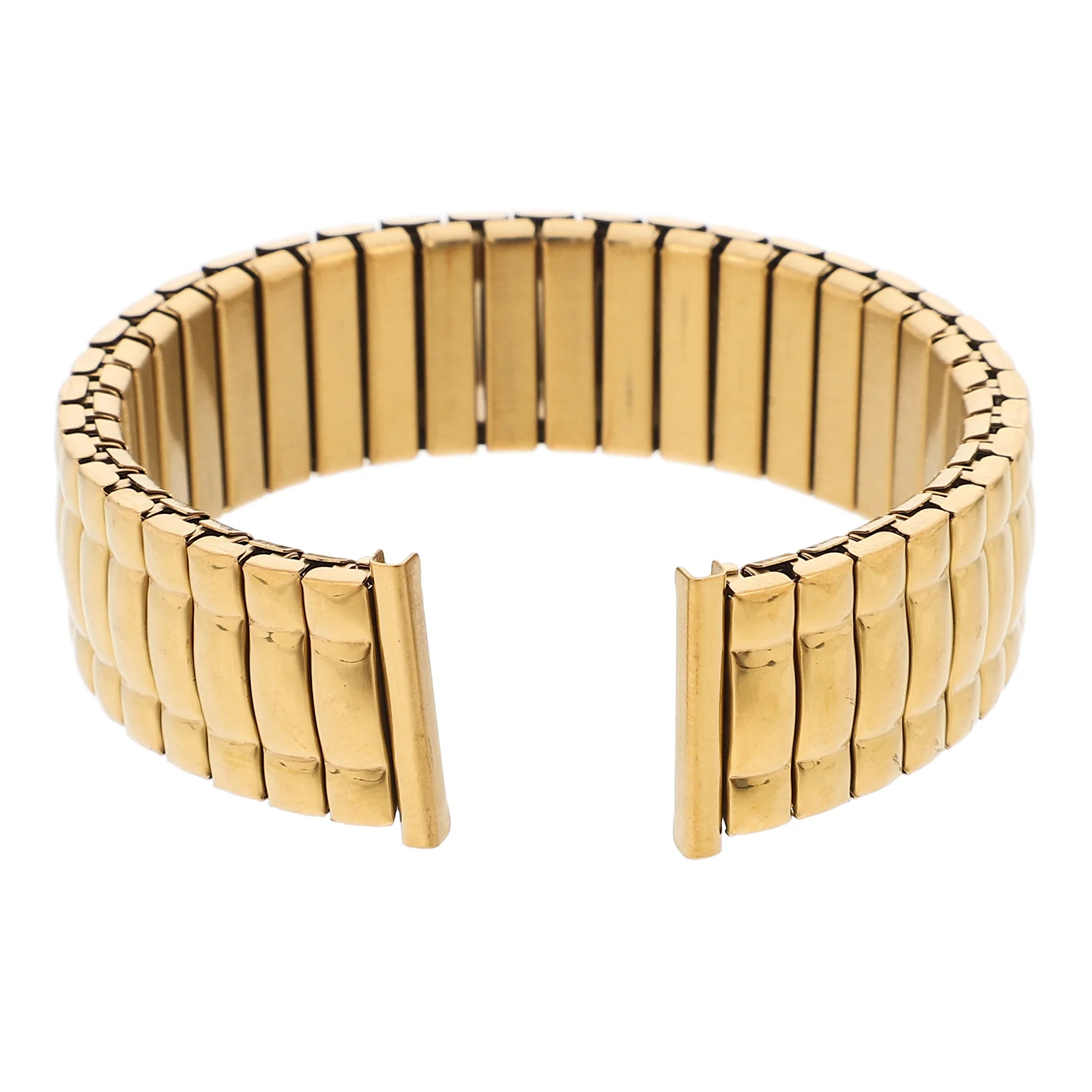 

Stainless Steel Comfortable Elastic Strap Golden Durable Watch Band for Men Daily Use Replacement Ergonomic Men Watch Strap