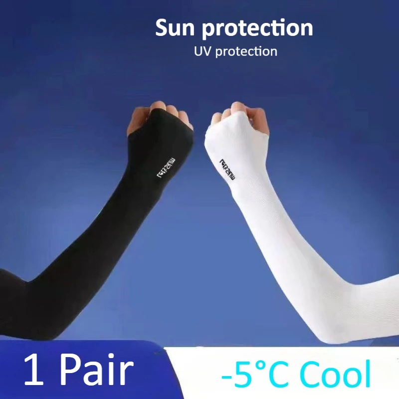 Summer Sun Protection Ice Sleeves for Women Men Anti-UV Outdoor Cycling Arm Sleeves Ice Silk Sleeves Warmers Men Women