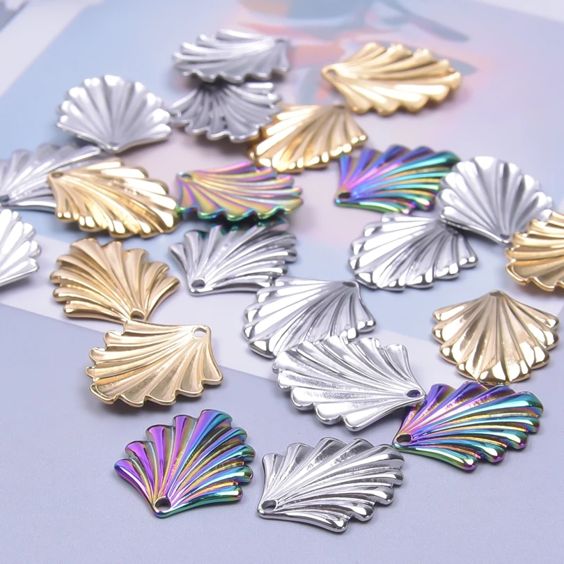 Personality Sea Shell Charm Stainless Steel Pendant For Jewelry Making Supplies DIY Beach Accessories Breloques Acier Inoxydable