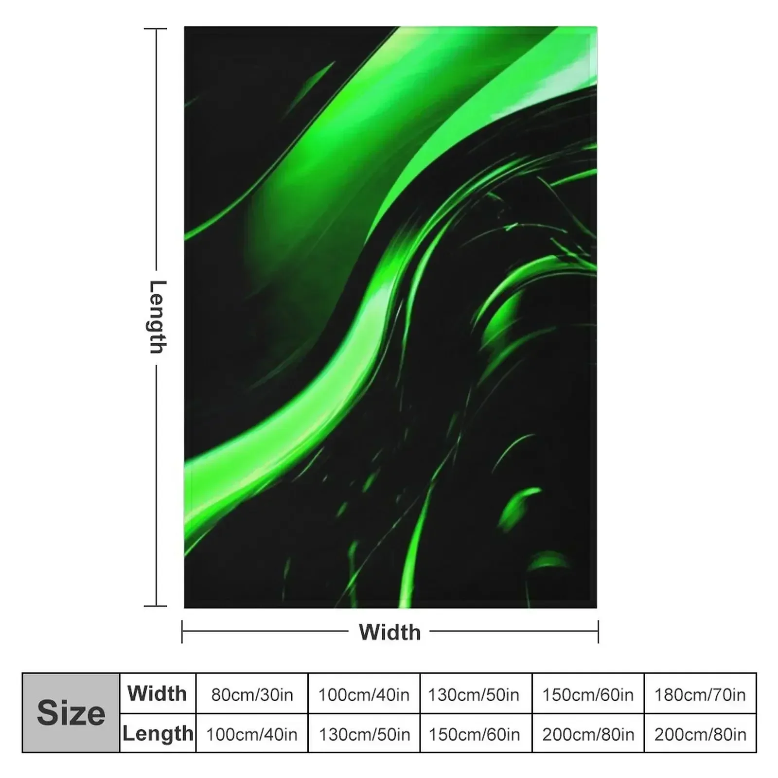 Lime Florescent Green and Black Swirling Abstract Design Pattern Throw Blanket for winter christmas gifts Blankets