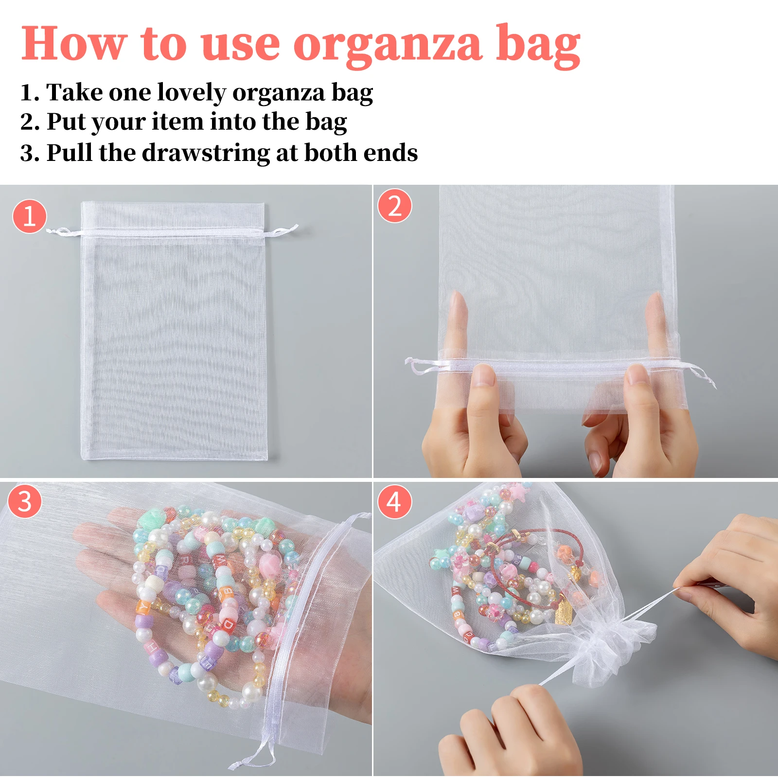 100PCS Premium Quality Sheer Mesh Gift Bags