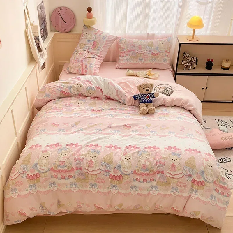 

New Pattern Printed Fitted Sheet Style Comforter Sets Smooth and Skin Friendly Bedding Set Soft Bedclothes for Adults Children