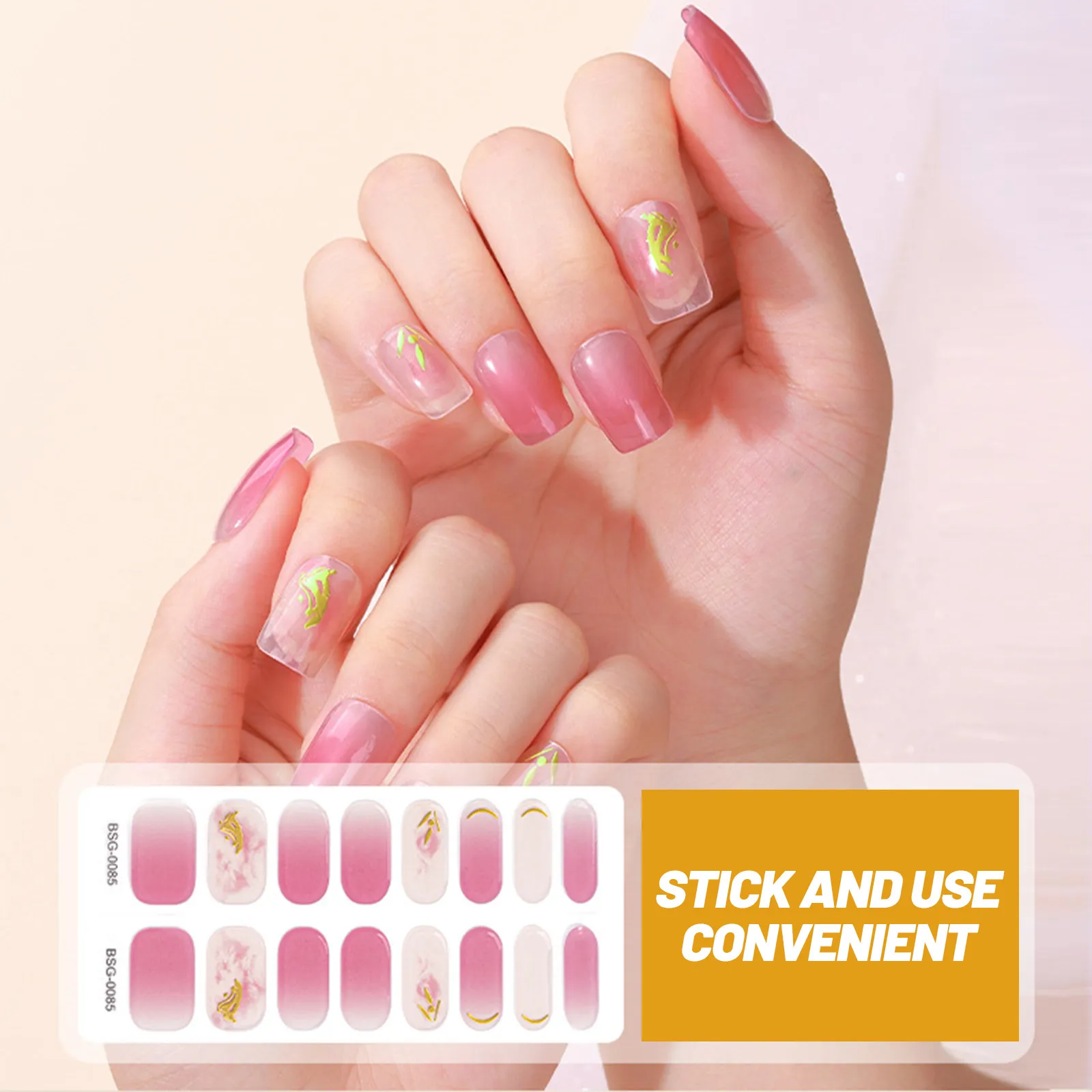 1Set Semi Cured Gel Nail Strips for Instant Manicure Nail Decor Stickers Suitable for Daily Wear Special Occasions French Tips