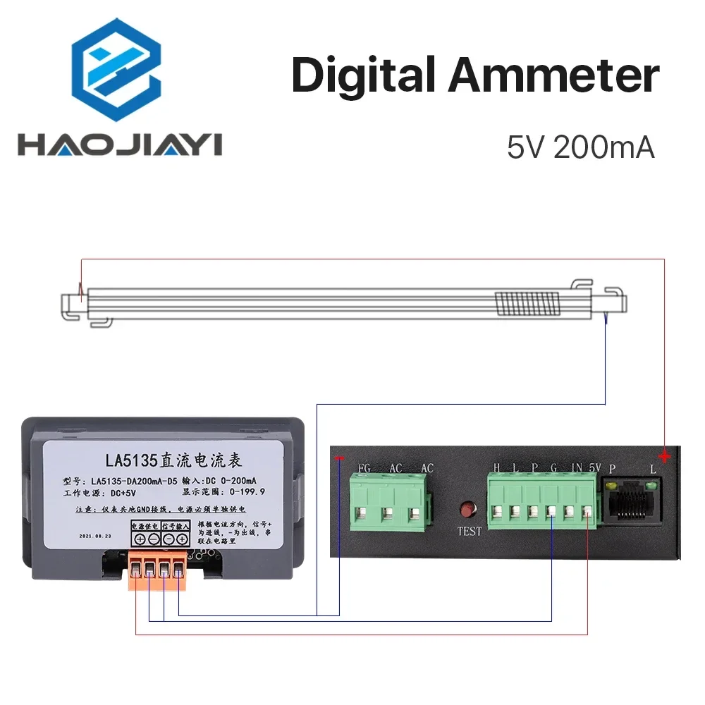 5V 200mA LED DIgital Ammeter Voltage Current Meter Volt Detector Tester Monitor Panel for Co2 Machine Power System