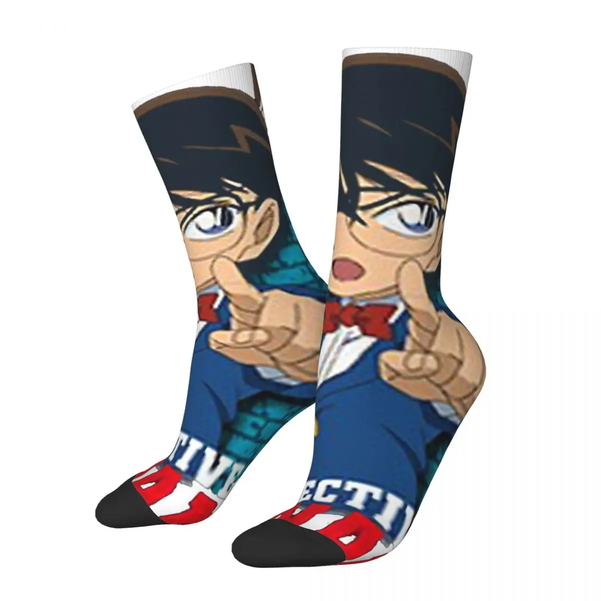 Funny Crazy Sock for Men On The Wall Hip Hop Harajuku Detective Conan Manga TV Happy Seamless Pattern Printed Boys Crew Sock