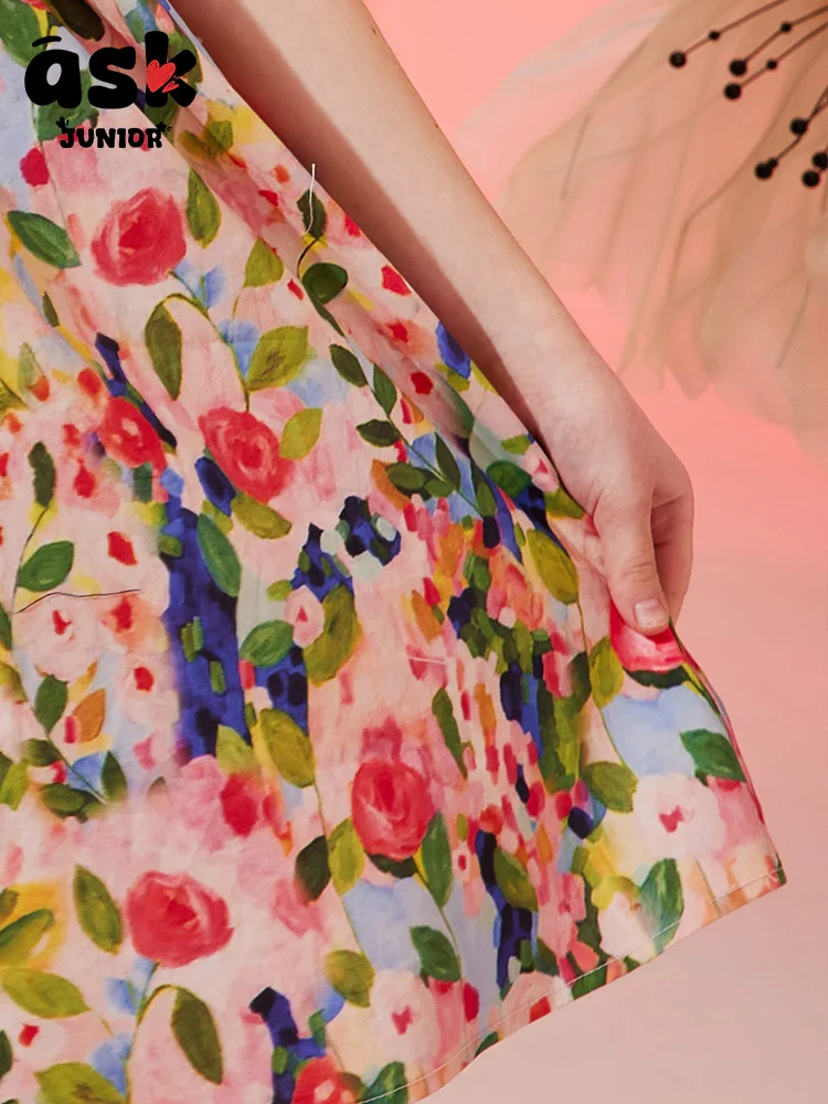 فستان Tween Girls صيفي عصري بدون أكمام على شكل زهرة كبيرة #6