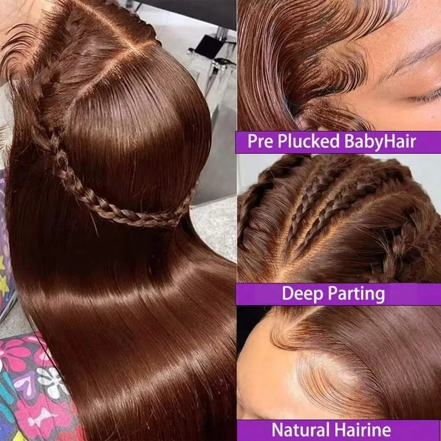 13x4 13x6 HD Lace Chocolate Brown Human Hair Wig Straight Human Hair Wigs For Woman Clearance Sale Body Wave Deep Curly Human Hair Wigs