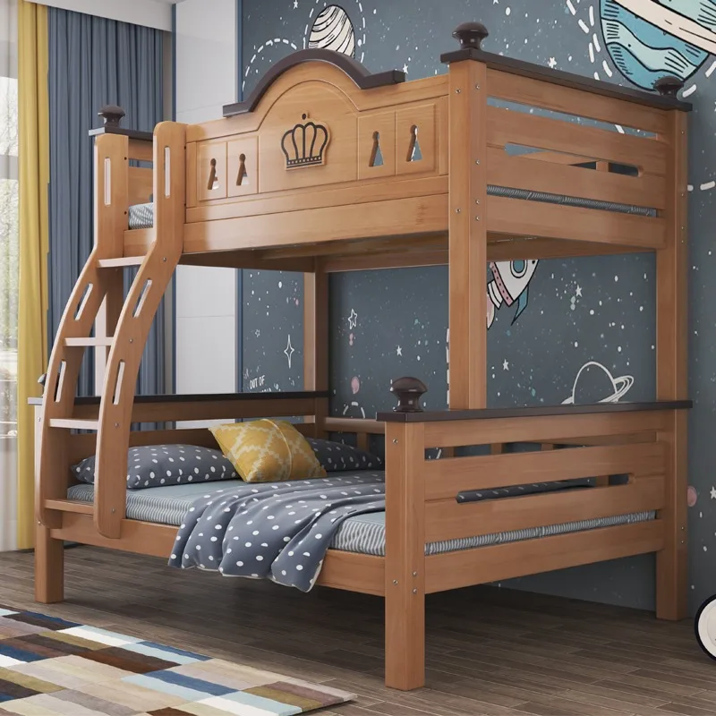 

Full solid wood bunk high and low bed mother and child bed log children's bed double layer youth multi-functiona