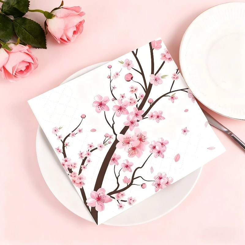 40 Sakura-Partyservietten – Themen-Cocktailservietten, verbessern das Event-Erlebnis, für festliche Anlässe, saugfähige Servietten, langlebiges Papier – Detail 4