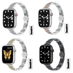 Stainless Steel Slim Band For Apple Watch Strap Ultra 49mm 45mm 44mm 42mm 41mm 40mm 38mm For iwatch Series 9/8/7/6/5/4/3/2/1/SE