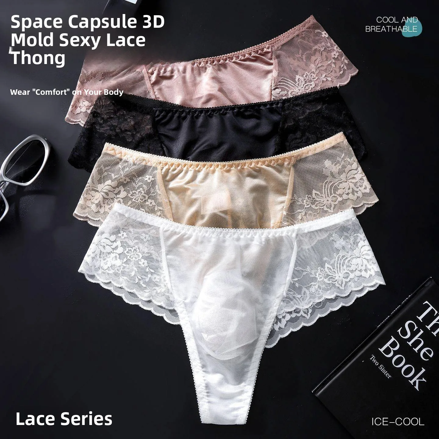 New Low Waist Men's  Panties Breathable Ultra Thin Elastic Lace Molded Comfortable Sportswear Casual Clothing