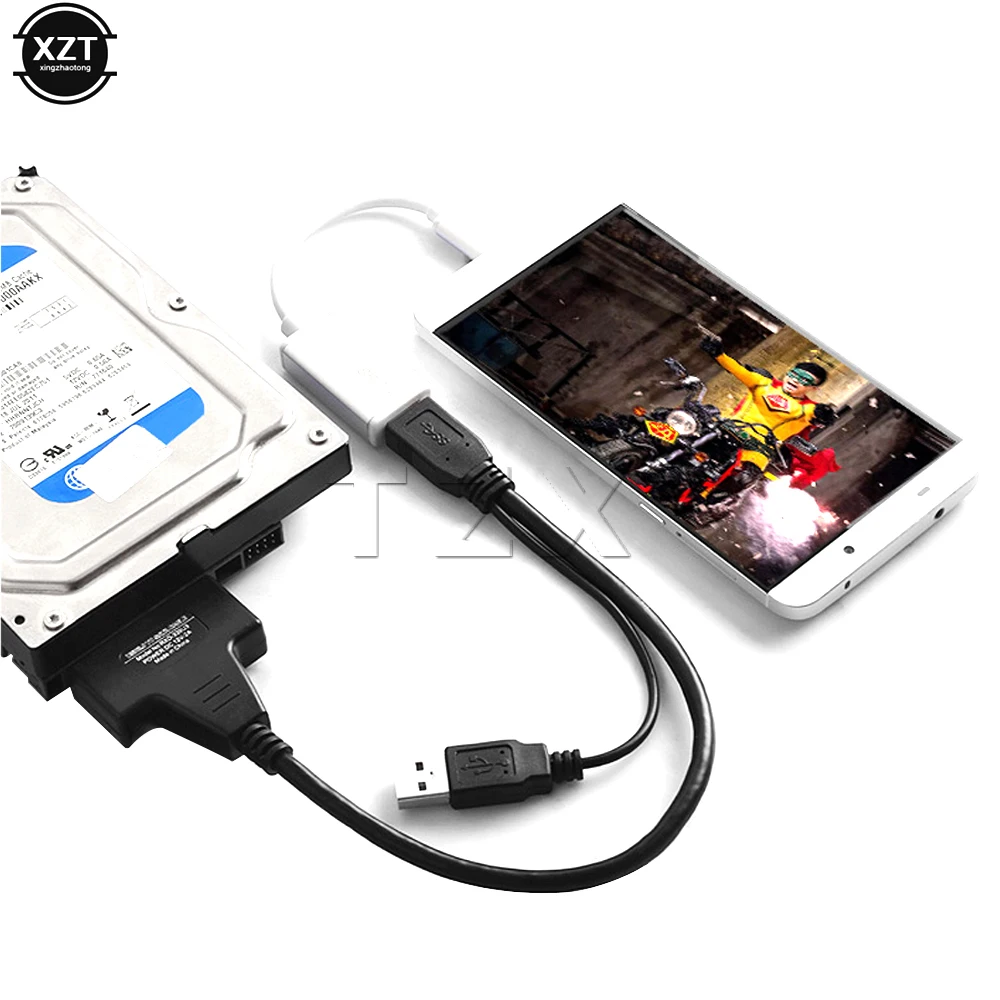 SATA إلى USB 2.0 إلى 7 15 22pin محول الكابلات الطاقة الخارجية ل 2.5 ''Ssd الهارد دسك Hdd محول