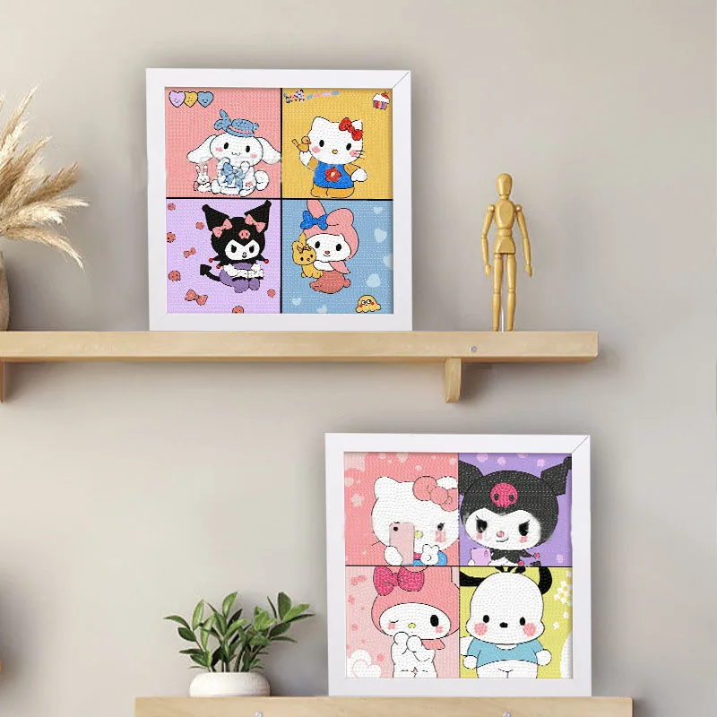 Sanrio 5D Diamond Decorative Painting HelloKitty Cute Kuromi Children's Handmade DIY Diamond Poster Home Decoration Art Gift