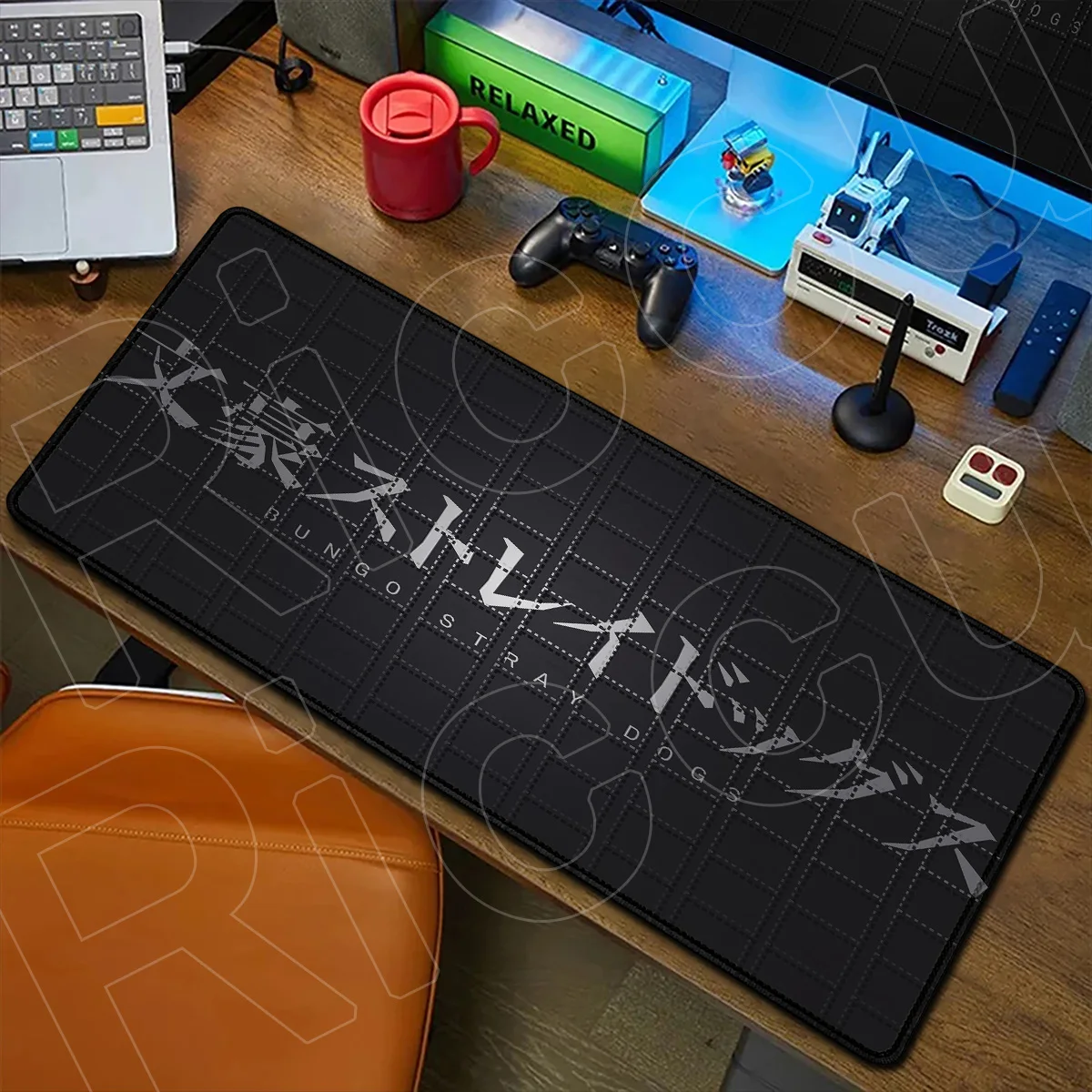 B-bungo Stray Dogs Japan Anime XXL Tastaturmatte, Schreibtischunterlage, Mauspad, Osamu Dazai, mit verstärktem Rand, 90 x 40 cm, PC-Zubehör. – Detail 3