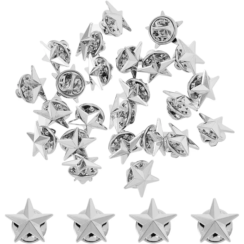 24 Stück Stern-Abzeichen, Anstecknadel, Pentagramm-Legierung, Brosche, Anstecknadel, Veteranentag, Sternnadel, Militär-Auszeichnung, Anstecknadeln, Arbeitstag, 4. Juli