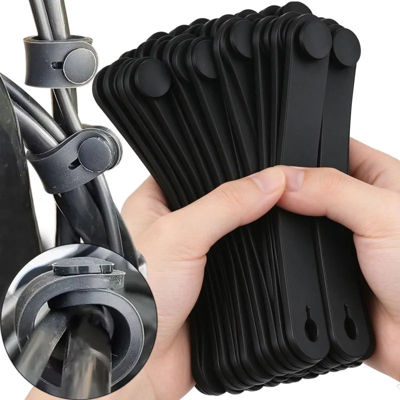 Brake Line Ties Rubber Soft Bandage Strap Protector Wire Cable Cord Organizer for Motorcycle Bicycle Frame Protection Tubing