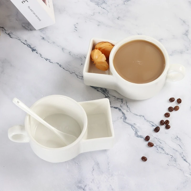 

Креативная керамическая кружка, уникальная чашка для завтрака с молоком, белая фарфоровая чашка для печенья