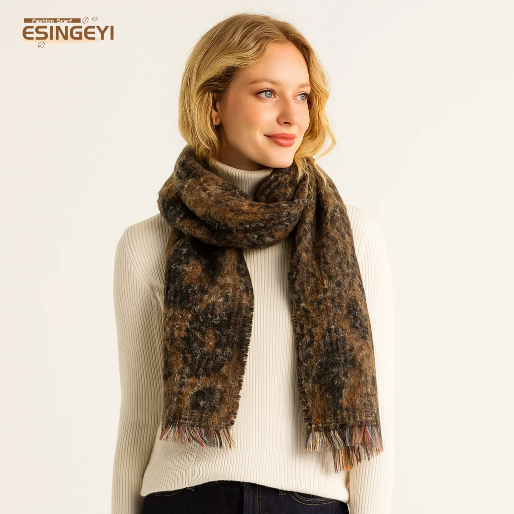 ESINGEYI 2025 зимние шарфы вязаный кашемировый шарф с капюшоном зимний теплый шарф с капюшоном для женщин универсальная шапка и шарф