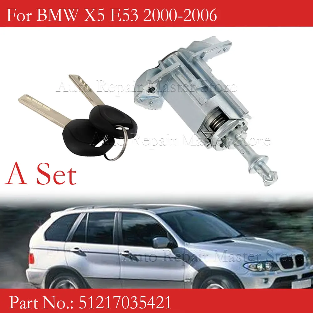 LHD Left Driver Door Lock Cylinder Key Car Door Lock Cylinder Set 51217035421 For BMW X5 E53 2000-2006