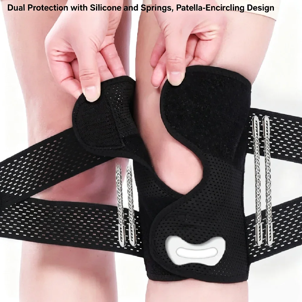1Pcs Meniscus Knee Brace Adjustable Compression Knee Support with Side Stabilizers Breathable Wrap for Sports Workout
