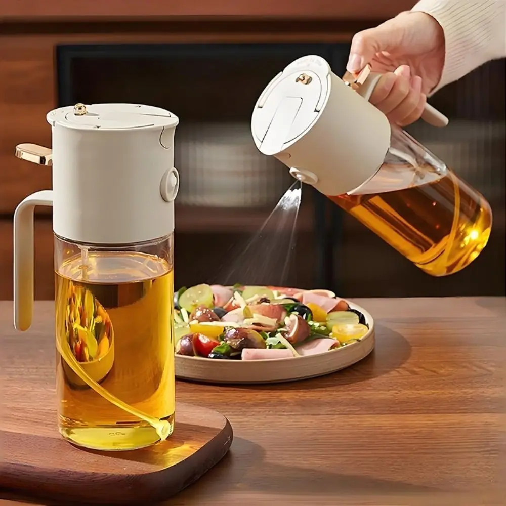Practical 580 ML 2-in-1 Oil Sprayer Automatic Glass Dual-Purpose Oil Bottle Refillable Leak-Proof Cooking Oil Tank BBQ