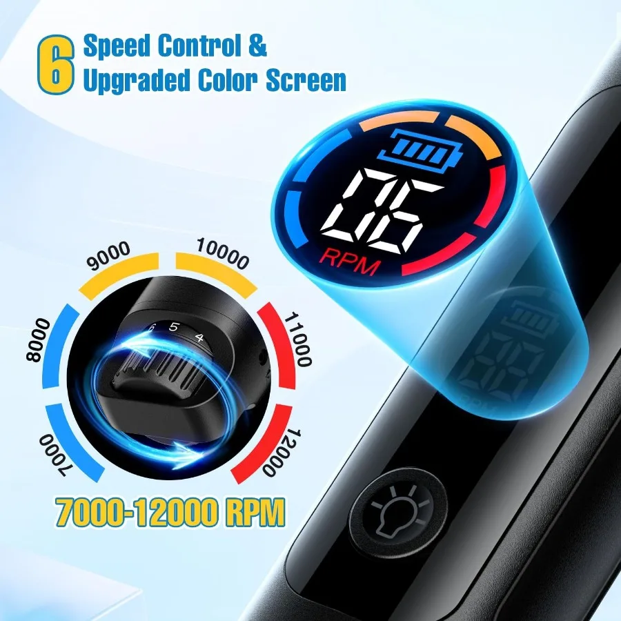 Leiser elektrischer Hunde-Nagelschleifer mit 6 Geschwindigkeiten und wiederaufladbarem Design für kleine, mittelgroße und große Hunde und Katzen, inklusive 2 Schleif-WH