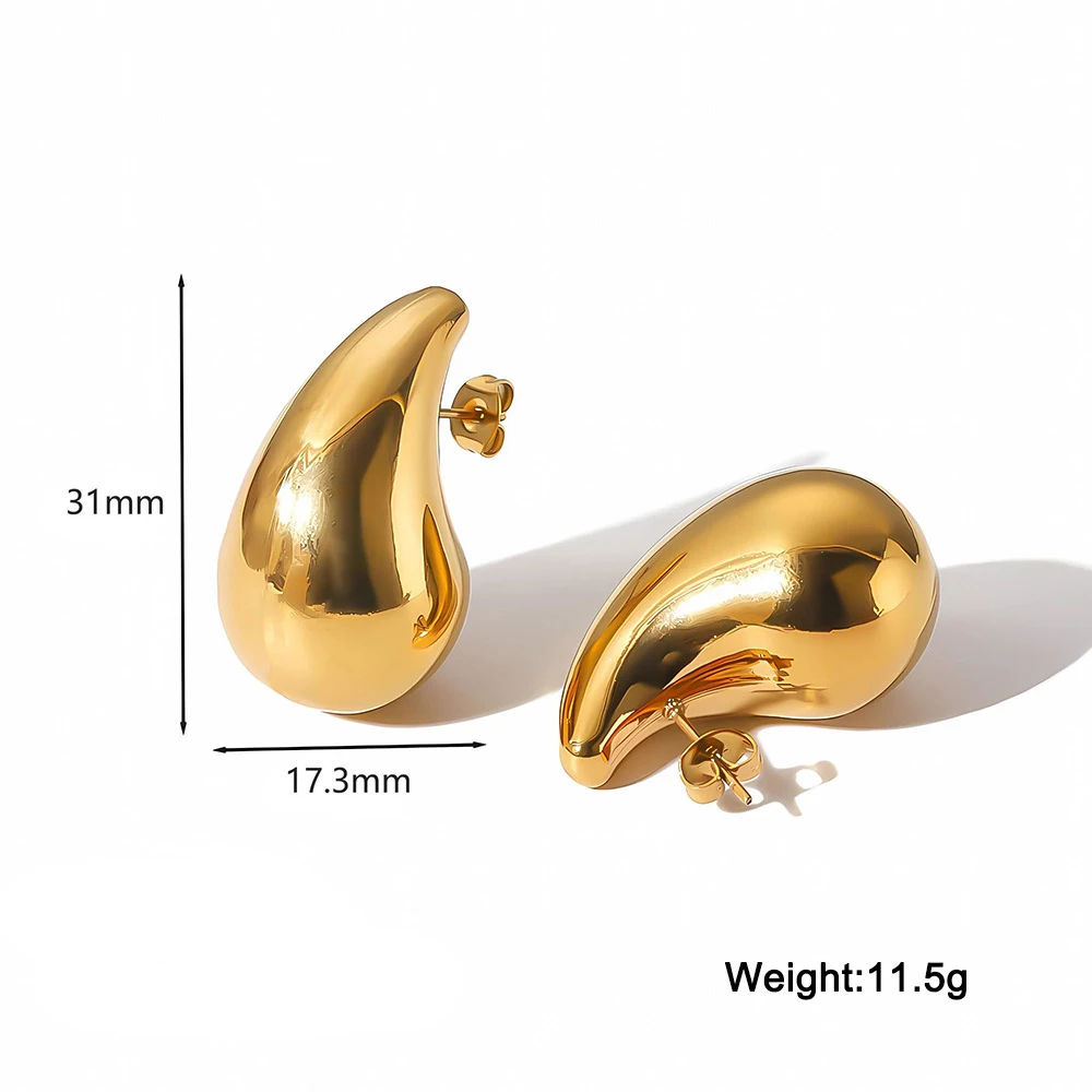 Golden 1/3 Pair Drop Water Stud Vintage Earrings Exaggeration Holiday Fashion Ear Teardrop Clips Jewelry for Woman Jewelry Gift