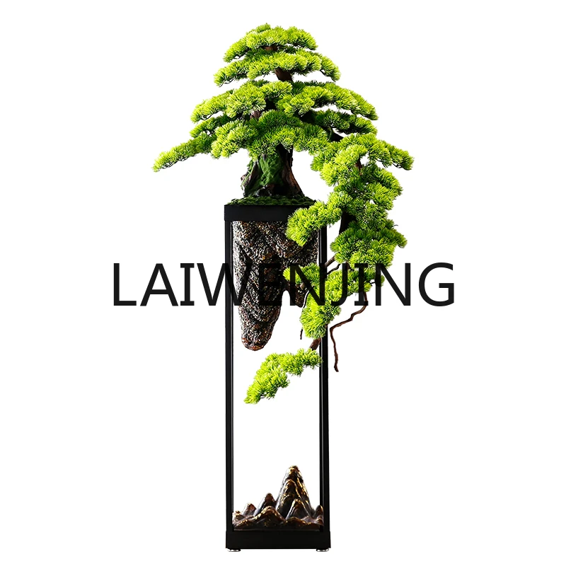 RWJ Artificial Greeting Pine Potted Plant Floor Ornaments Living Room Entrance Hallway Decorations