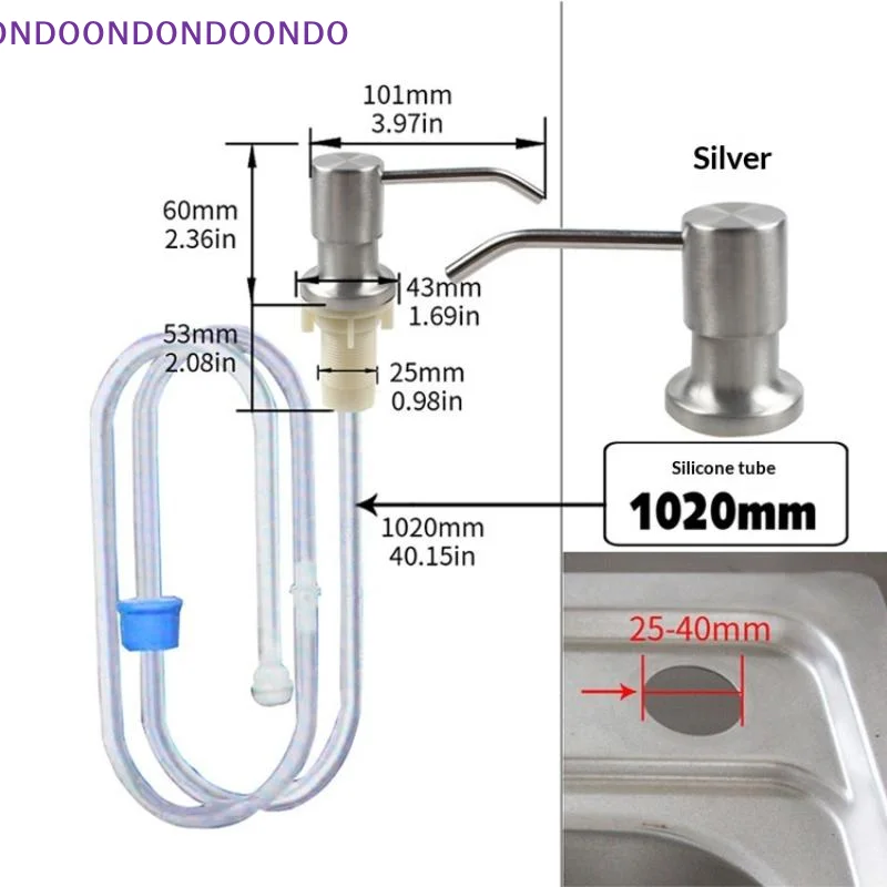 Stainless Steel Sink Soap Dispenser Rust Resistant Food Grade Silicone Tube for Home Kitchen Dish Washing
