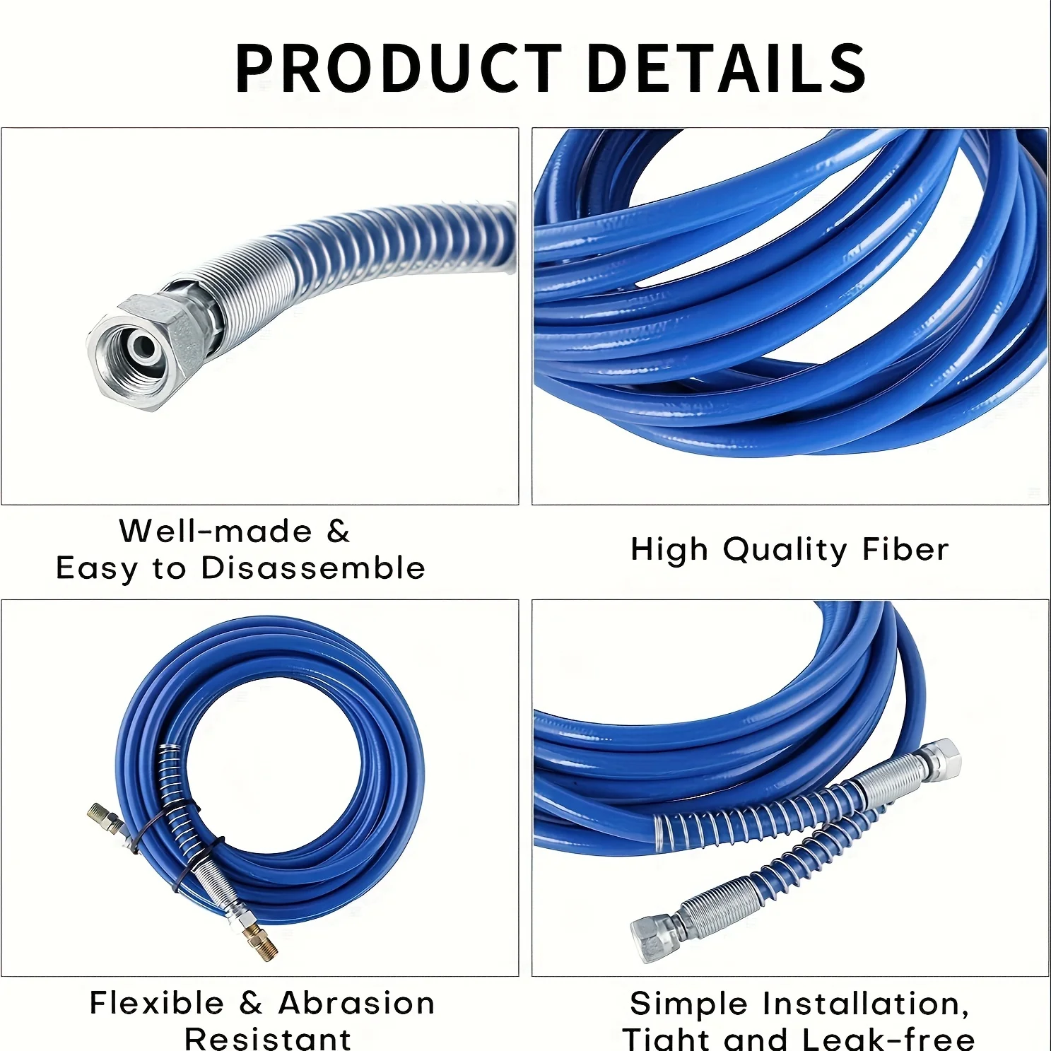 1 Set 33 Ft. X 1/4 In. Airless Paint Sprayer Hose with Connctor, High Pressure Universal Paint Sprayer Flexible Fiber Tube, 3300 image 3