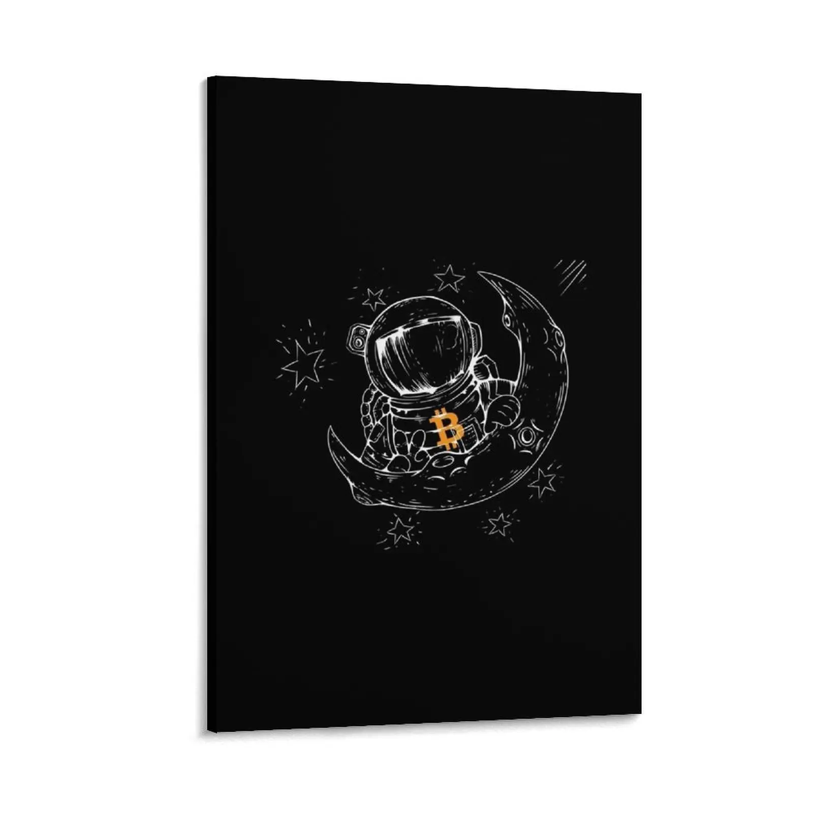Bitcoin To Moon Bitcoin Moon BTC 로고 암호화 상인 선물 캔버스 페인팅 홈 인테리어 룸 장식