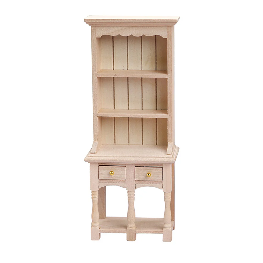 Dollhouse Cabinet Bookshelf for Kids Furniture Miniature Bookcase Vertical Wood Model Child Decor