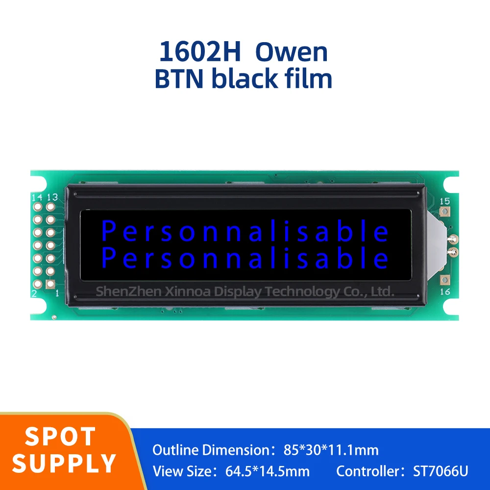 

LCD Display BTN Black Film Blue Letter 1602H LCD European LCD Display 85 * 30MM Support Solution Development