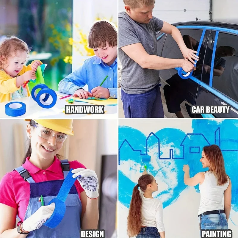 Blue Painters Masking Tape Multi Sizes 1/2 3/4 Inch 60 Yards Clean No Residue Adhesive Paper Tape for Home Painting Decoration