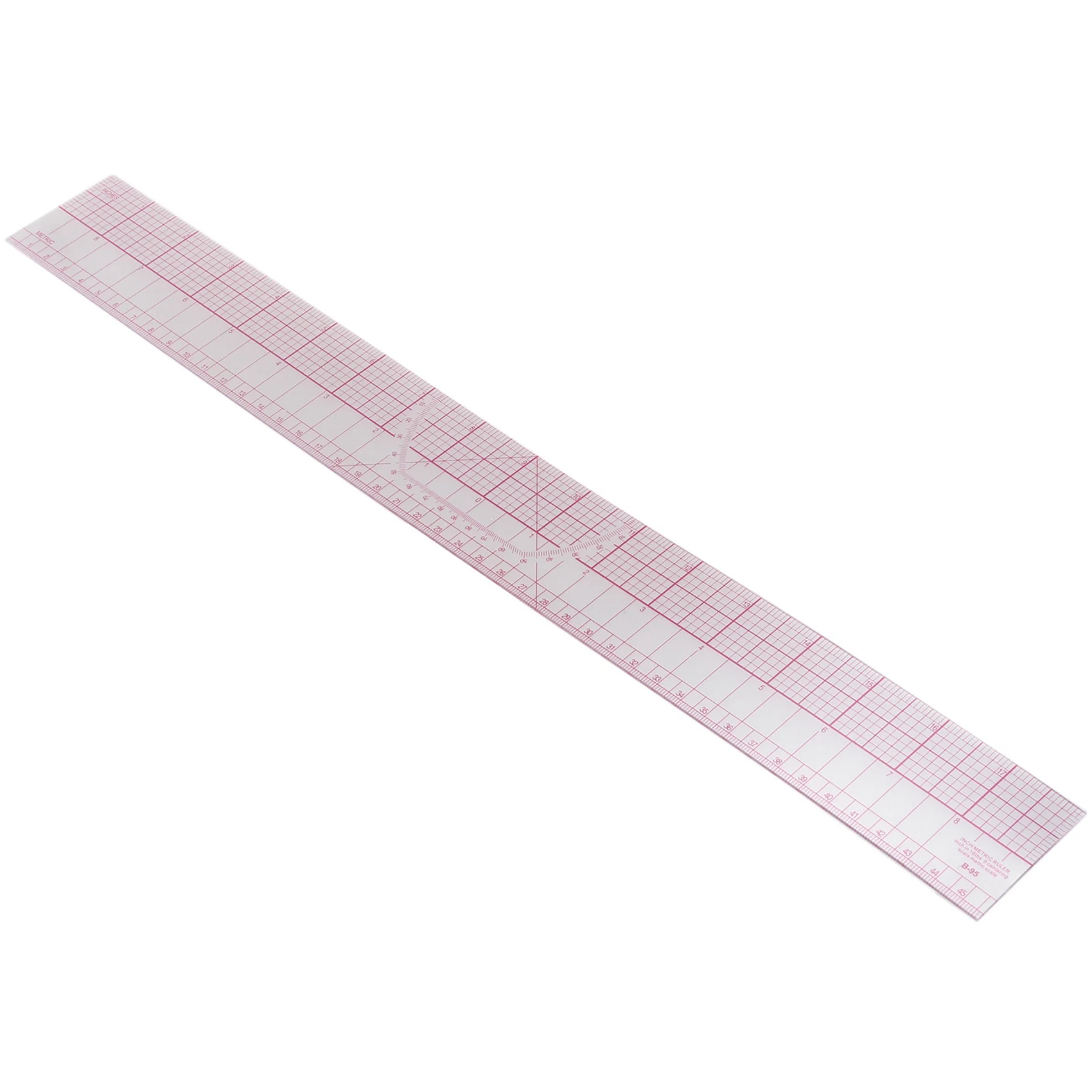 Strumento da disegno compatto 2X Quadrati Angoli Linea parallela Righello metrico in plastica morbida Rosa trasparente