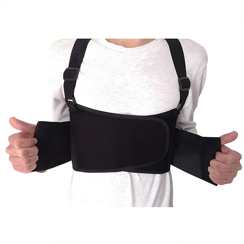 Lumbar disc protrusion, rib support bracket fracture, rib support compression, rib fixation strap