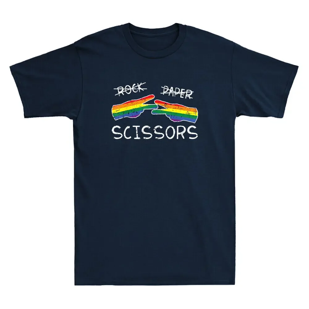 Gay Lesbian Rock Paper Scissors Fun Rainbow Pride LGBTQ Vintage Unisex T-Shirt