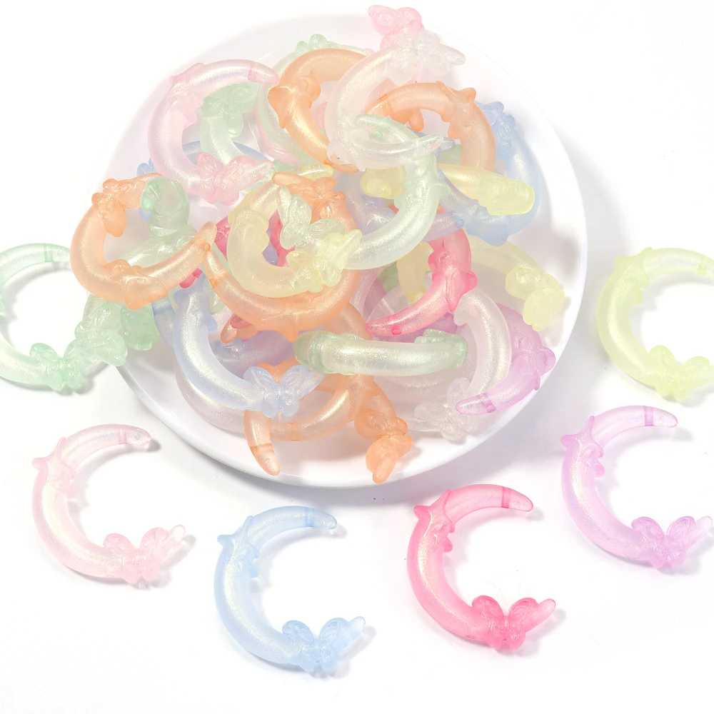 5/10 Stück Bunte Acryl-Stern-Schmetterling-Mond-Perlen Doppelloch-Abstandsperlen für Schmuckherstellung DIY Halskette Handy-Schlüsselanhänger – Detail 3